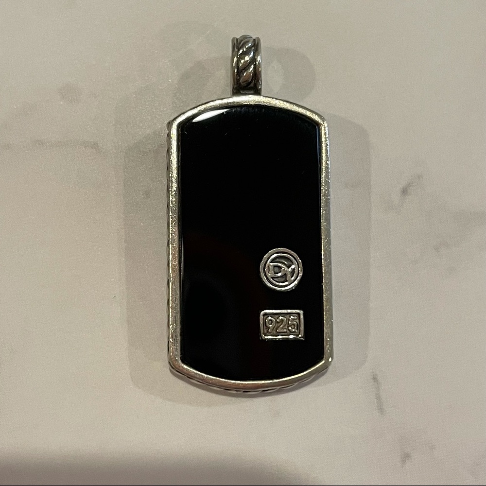 David Yurman Mini Dogtag Silver Black Onxy